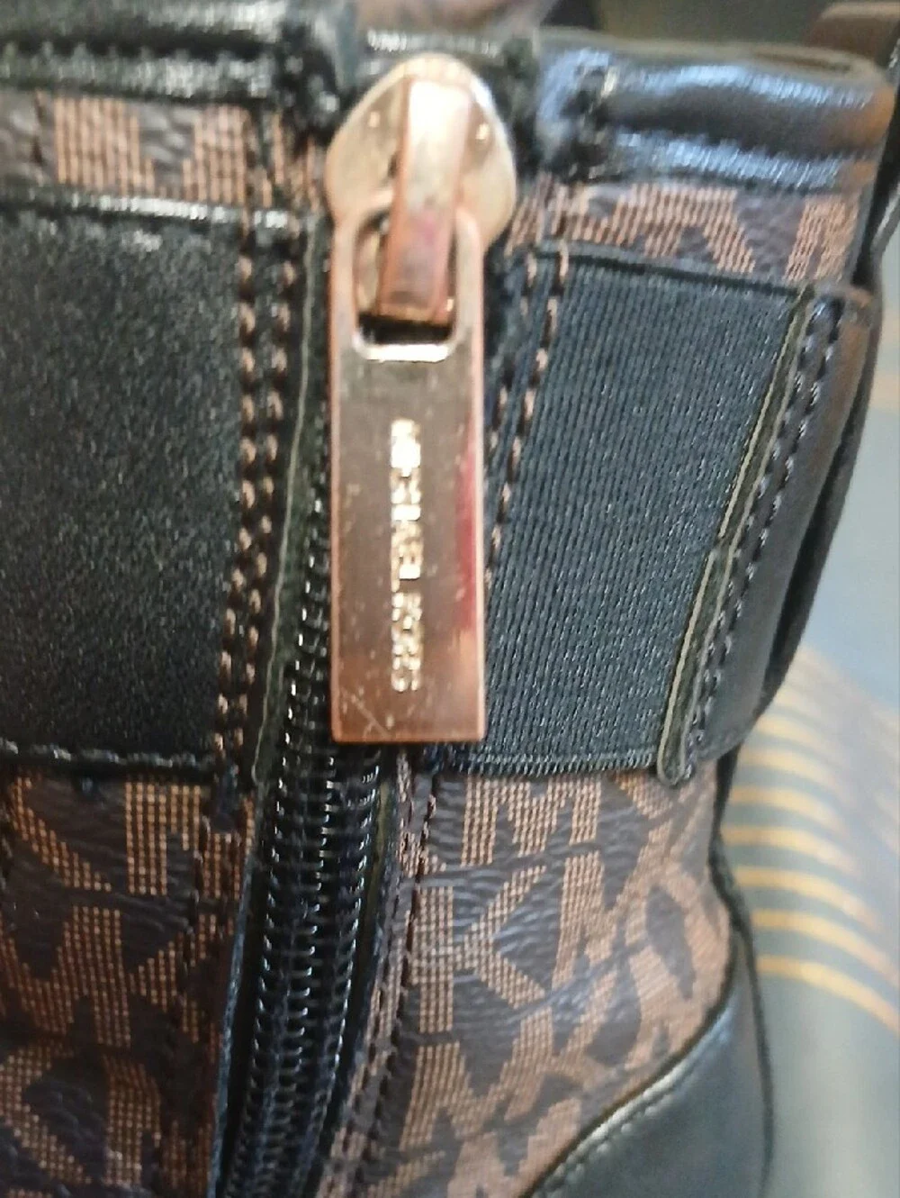 Michael Kors Girls' Black and Brown Logo Combat Boots
